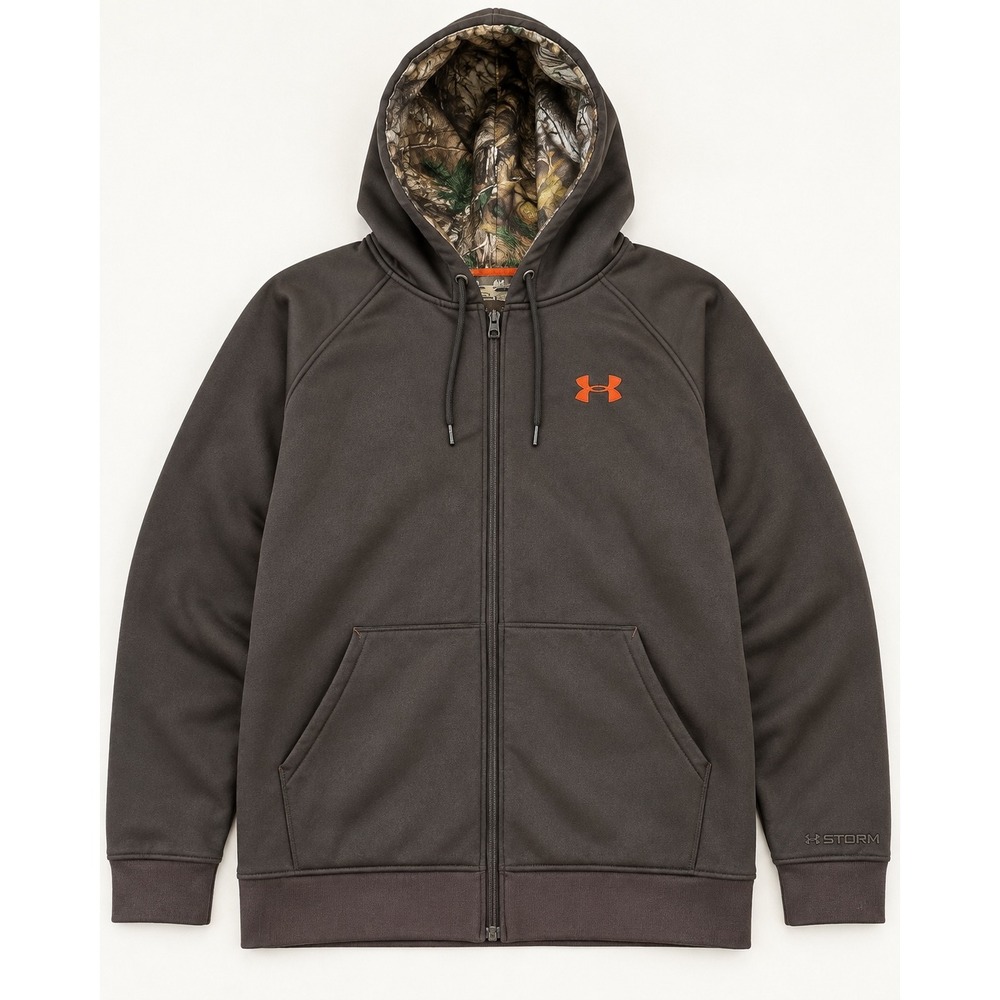 Under Armour Storm ColdGear Mens XL Camo Lined Full Zip Hoodie Brown 1241063